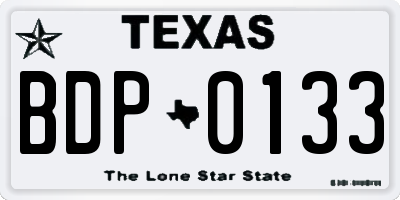 TX license plate BDP0133