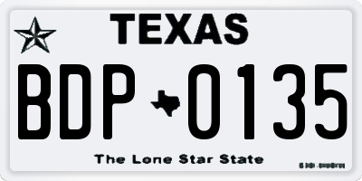 TX license plate BDP0135