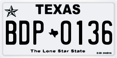 TX license plate BDP0136