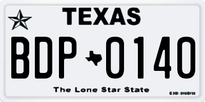 TX license plate BDP0140
