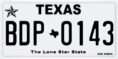 TX license plate BDP0143
