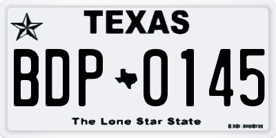 TX license plate BDP0145