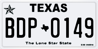 TX license plate BDP0149