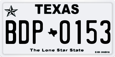 TX license plate BDP0153