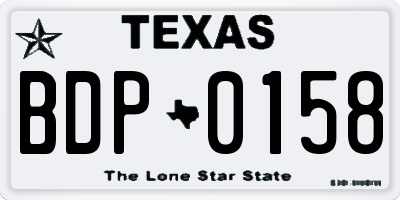 TX license plate BDP0158