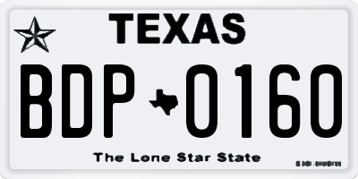 TX license plate BDP0160