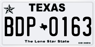 TX license plate BDP0163
