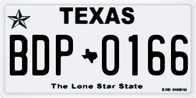 TX license plate BDP0166
