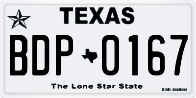 TX license plate BDP0167