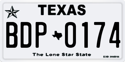TX license plate BDP0174
