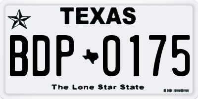TX license plate BDP0175