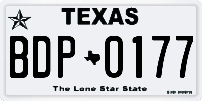 TX license plate BDP0177