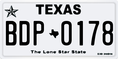 TX license plate BDP0178