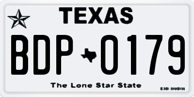 TX license plate BDP0179
