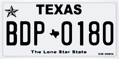 TX license plate BDP0180