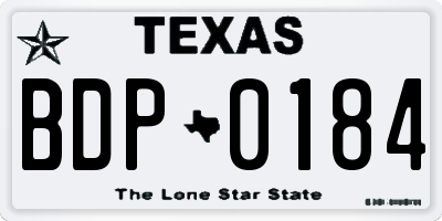 TX license plate BDP0184