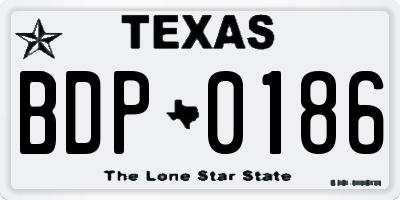 TX license plate BDP0186