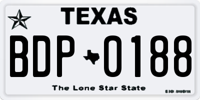 TX license plate BDP0188