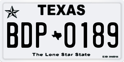 TX license plate BDP0189