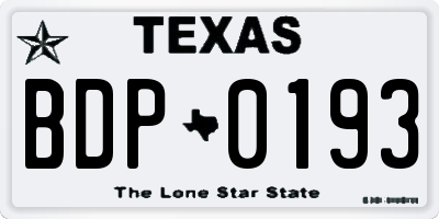 TX license plate BDP0193