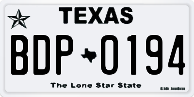 TX license plate BDP0194