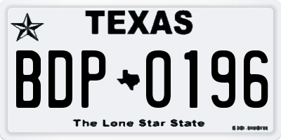 TX license plate BDP0196
