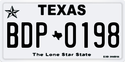 TX license plate BDP0198