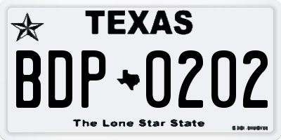 TX license plate BDP0202