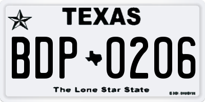 TX license plate BDP0206