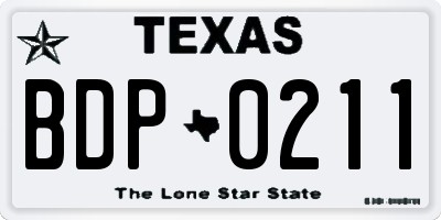 TX license plate BDP0211