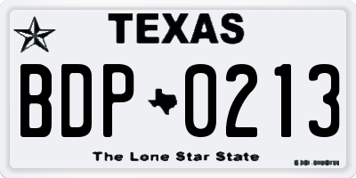 TX license plate BDP0213
