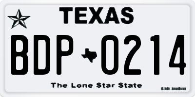 TX license plate BDP0214