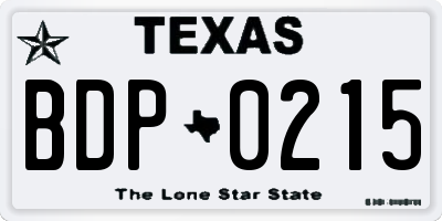 TX license plate BDP0215