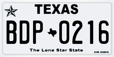 TX license plate BDP0216