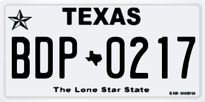 TX license plate BDP0217