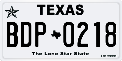 TX license plate BDP0218