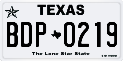 TX license plate BDP0219