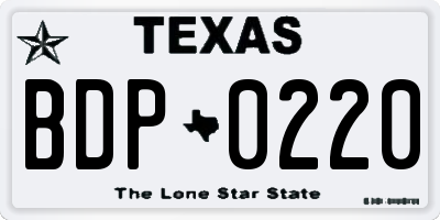 TX license plate BDP0220