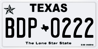 TX license plate BDP0222