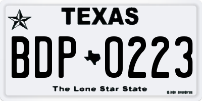 TX license plate BDP0223