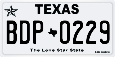TX license plate BDP0229