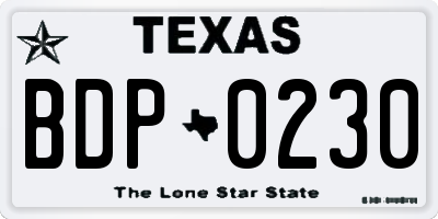 TX license plate BDP0230