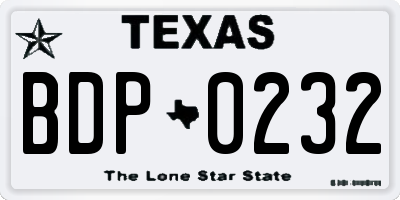 TX license plate BDP0232