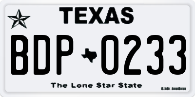 TX license plate BDP0233