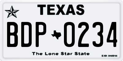 TX license plate BDP0234