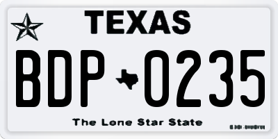 TX license plate BDP0235