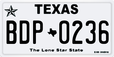 TX license plate BDP0236