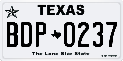 TX license plate BDP0237