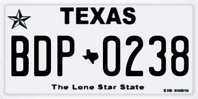 TX license plate BDP0238
