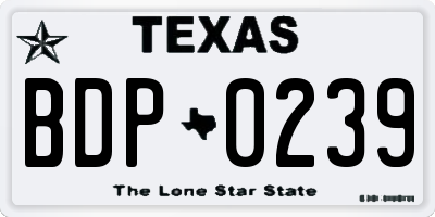 TX license plate BDP0239